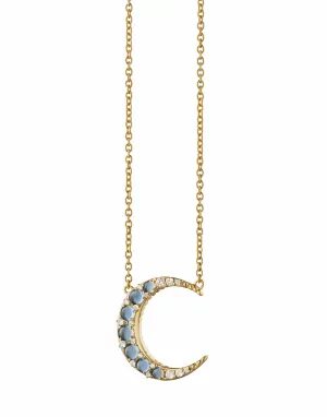 Aquamarine Midi Crescent Moon Necklace