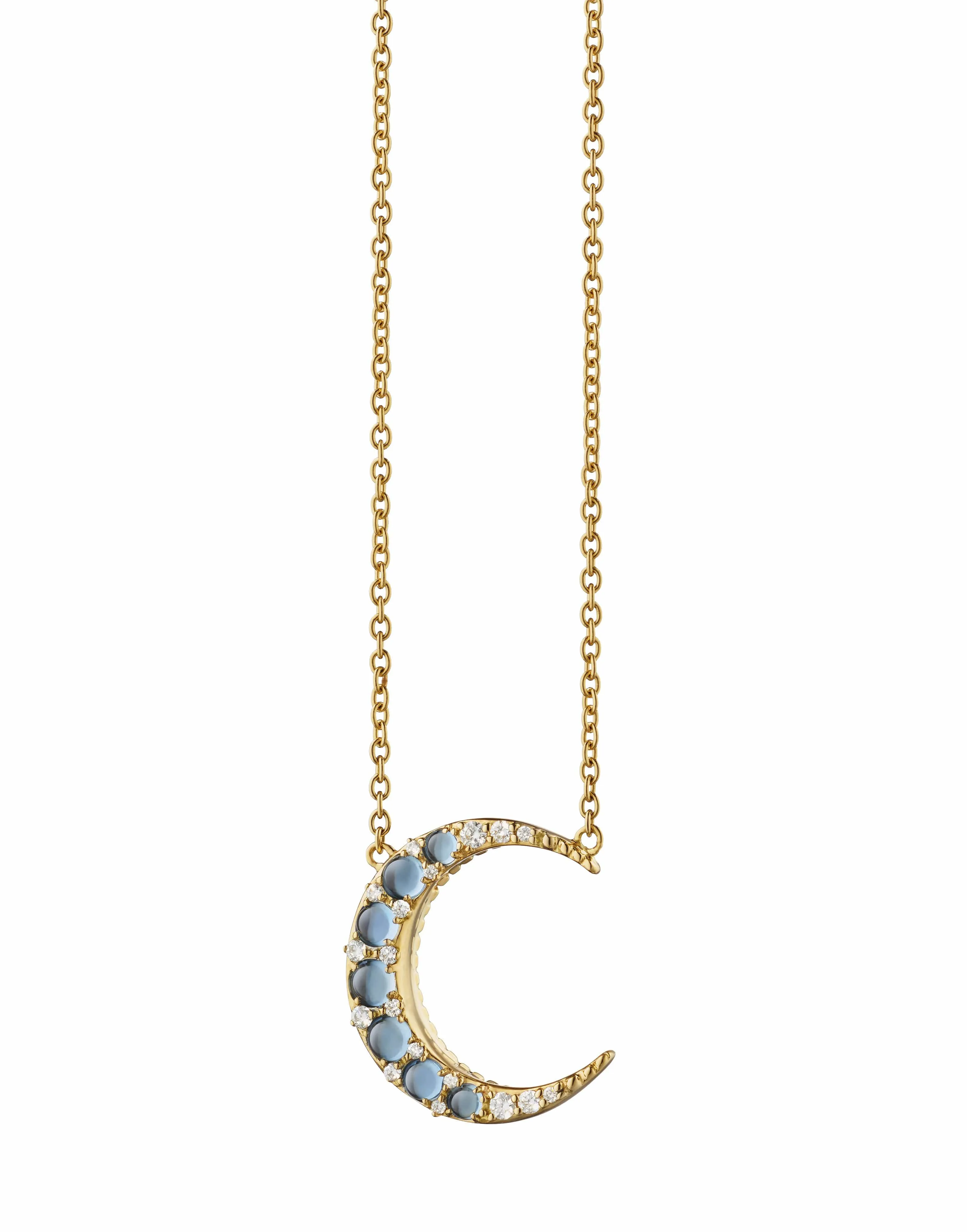 Aquamarine Midi Crescent Moon Necklace