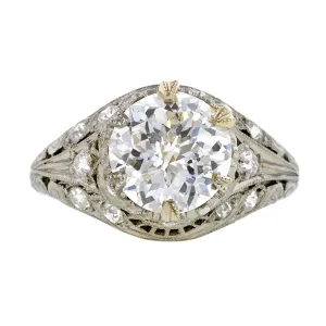 Art Deco Diamond Engagement Ring, Jubilee cut 2.17ct