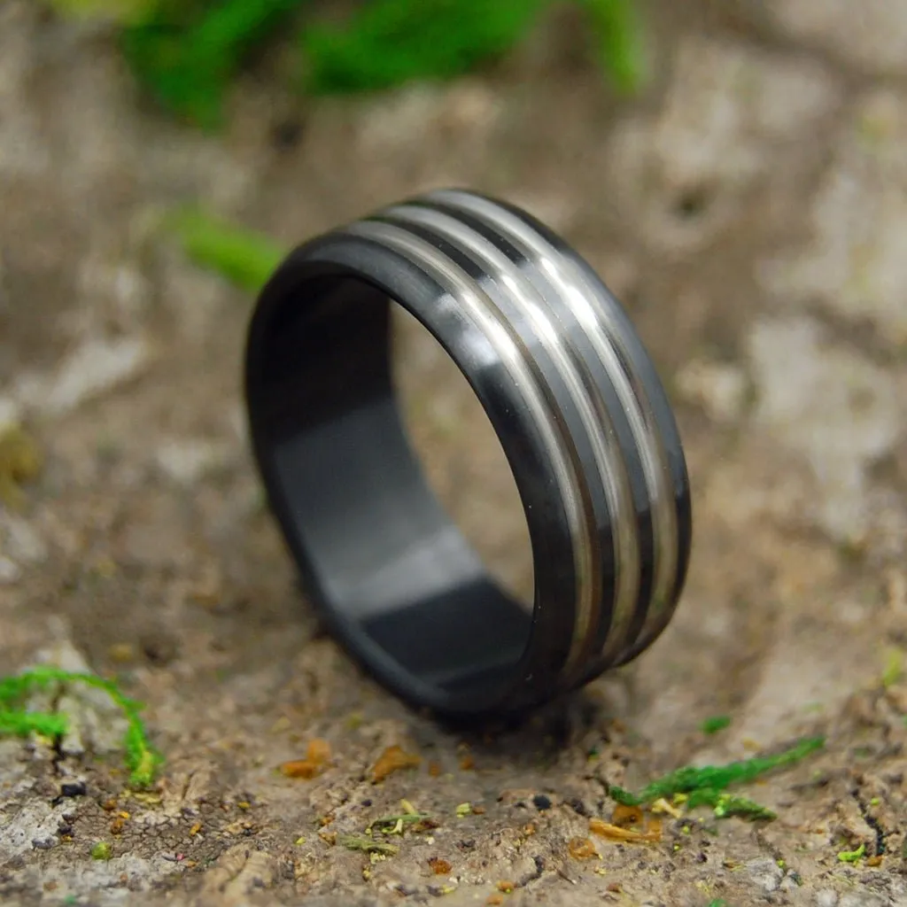 Atomic Groove | Men's Zirconium & Black Wedding Ring