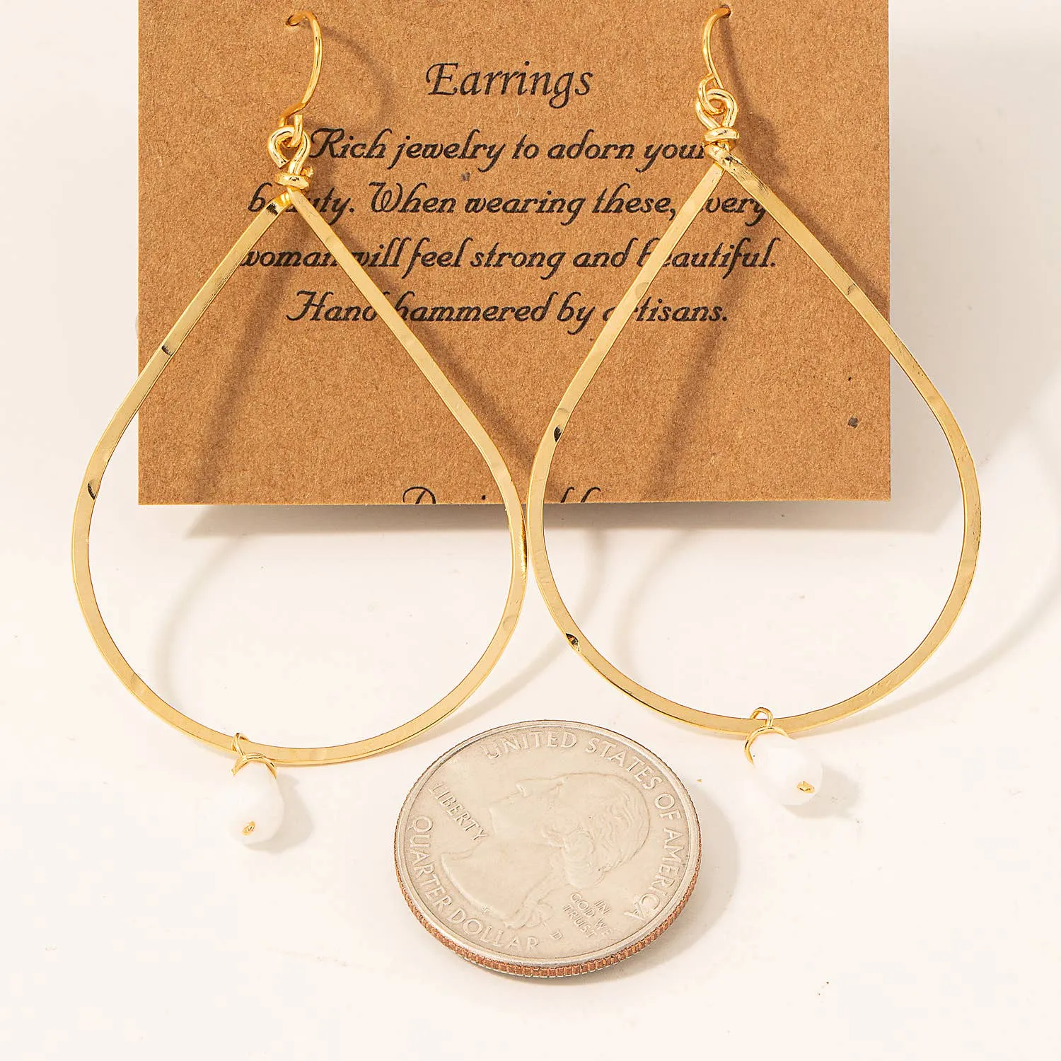 Bead Drop Thin Teardrop Earrings