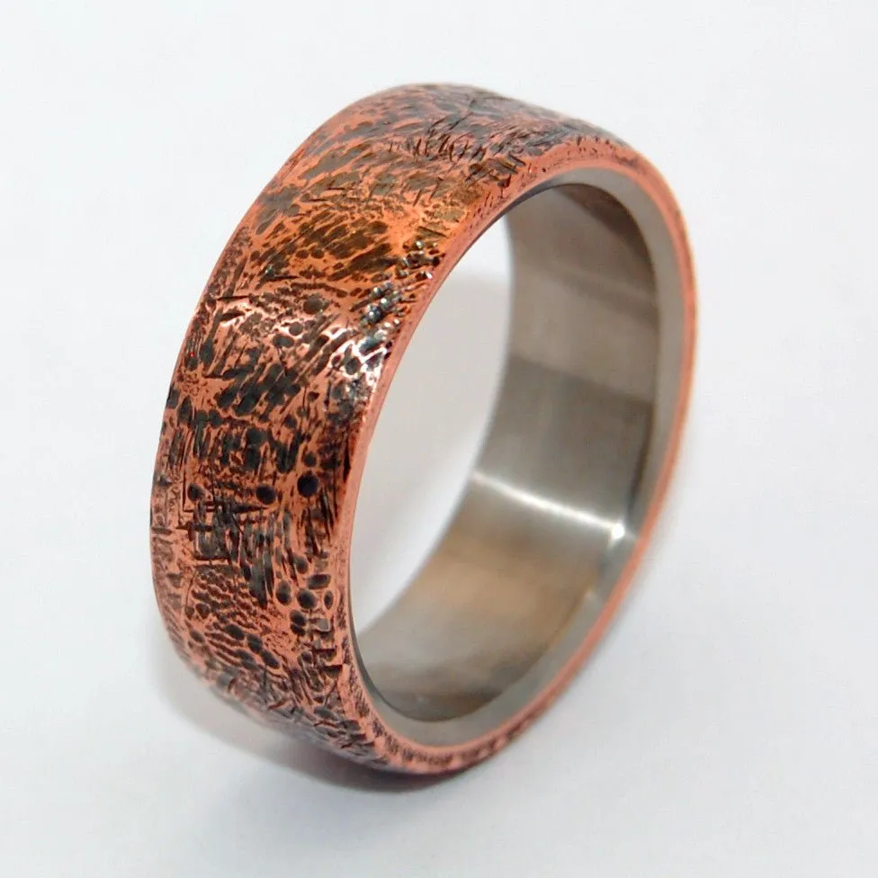 Beaten Copper | Men's Copper & Titanium Wedding Ring