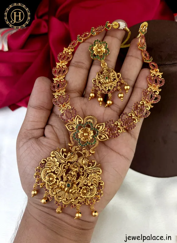 Beautiful Gold Plated Kemp Stone Short Necklace Set JH2681