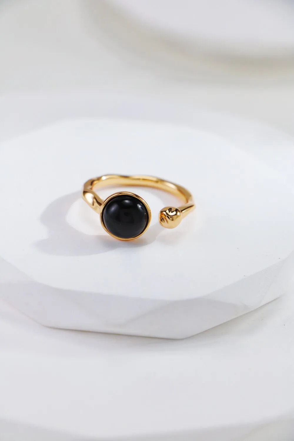 Black Onyx Open Ring in Gold Vermeil