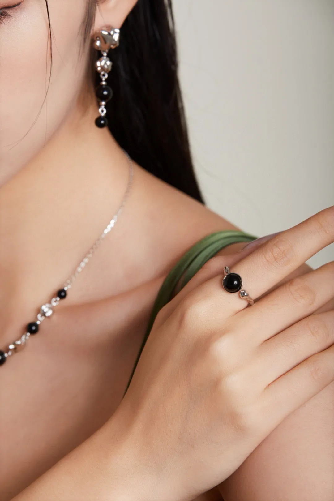 Black Onyx Open Ring in Gold Vermeil