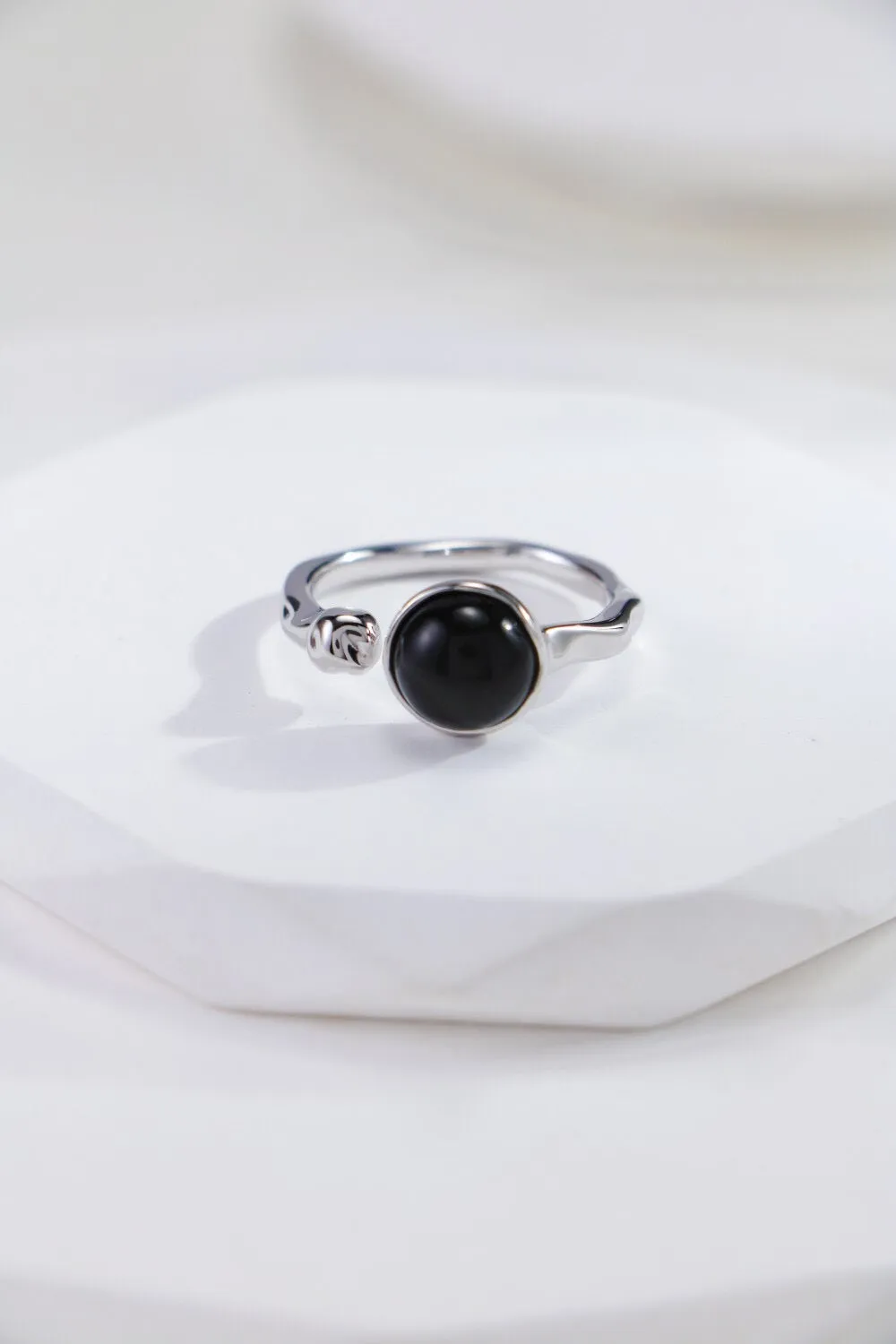 Black Onyx Open Ring in Gold Vermeil