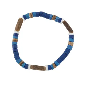 Blue Coconut Shell Stretch Bracelet