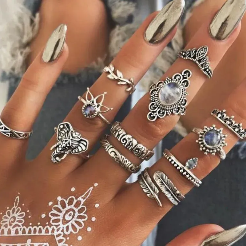 Bohemian Style Midi Ring Set
