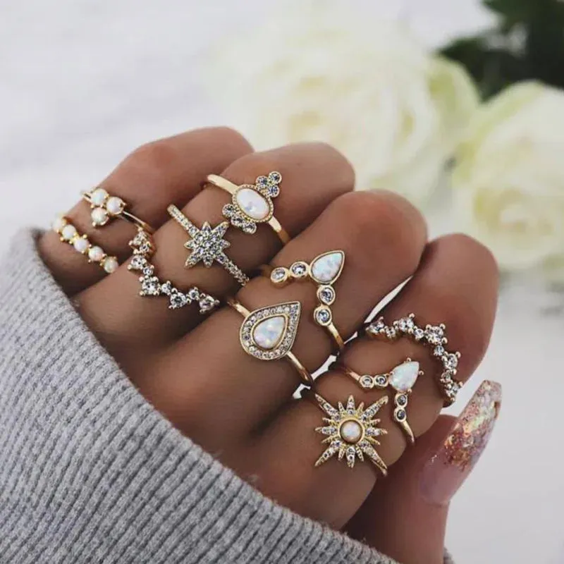 Bohemian Style Midi Ring Set