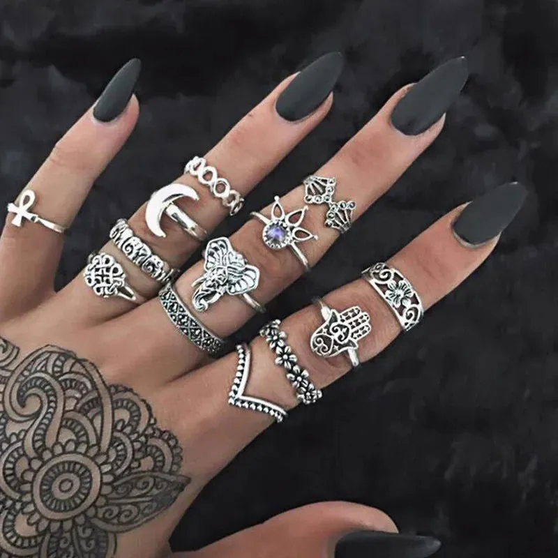 Bohemian Style Midi Ring Set