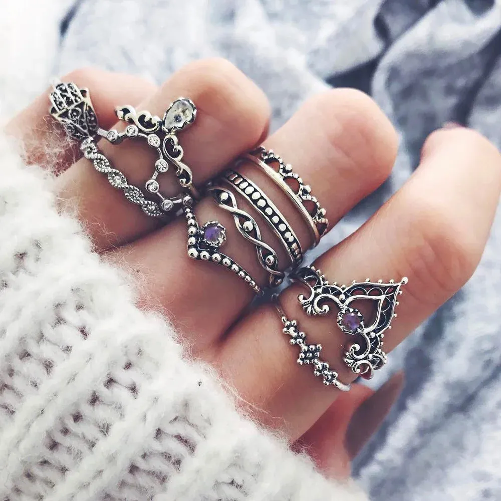 Bohemian Style Midi Ring Set