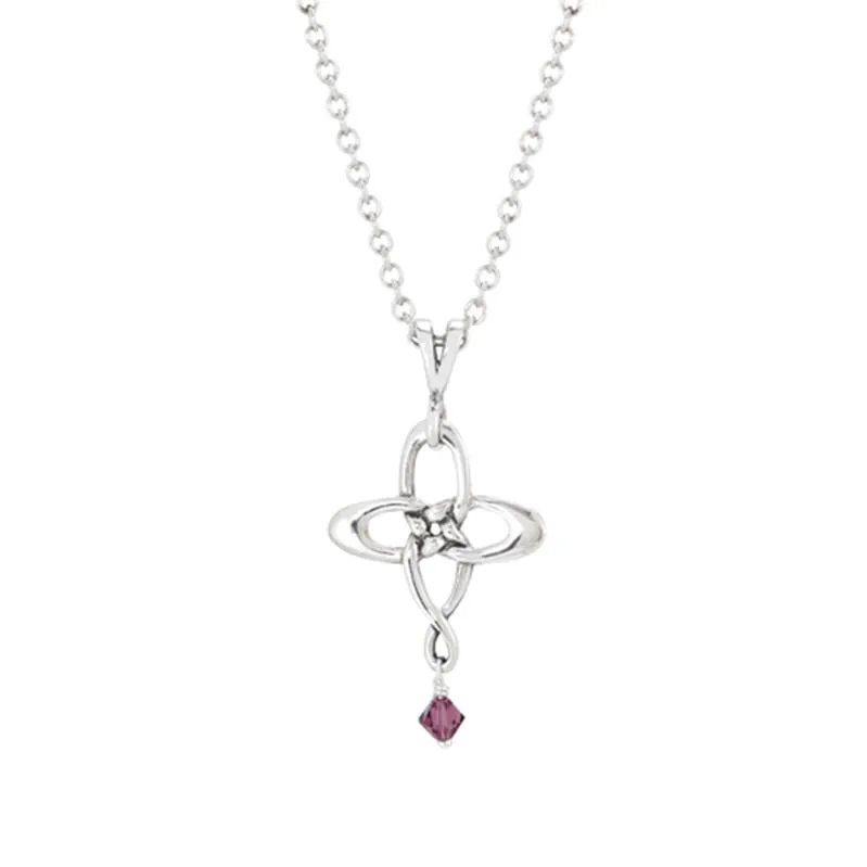 Boudicca Pendant - Amethyst CZ Knot Cross