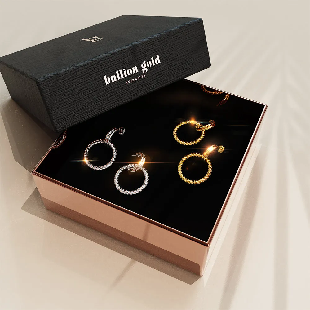 Boxed 2 Pairs of Exquisite Round Shape Earrings Set