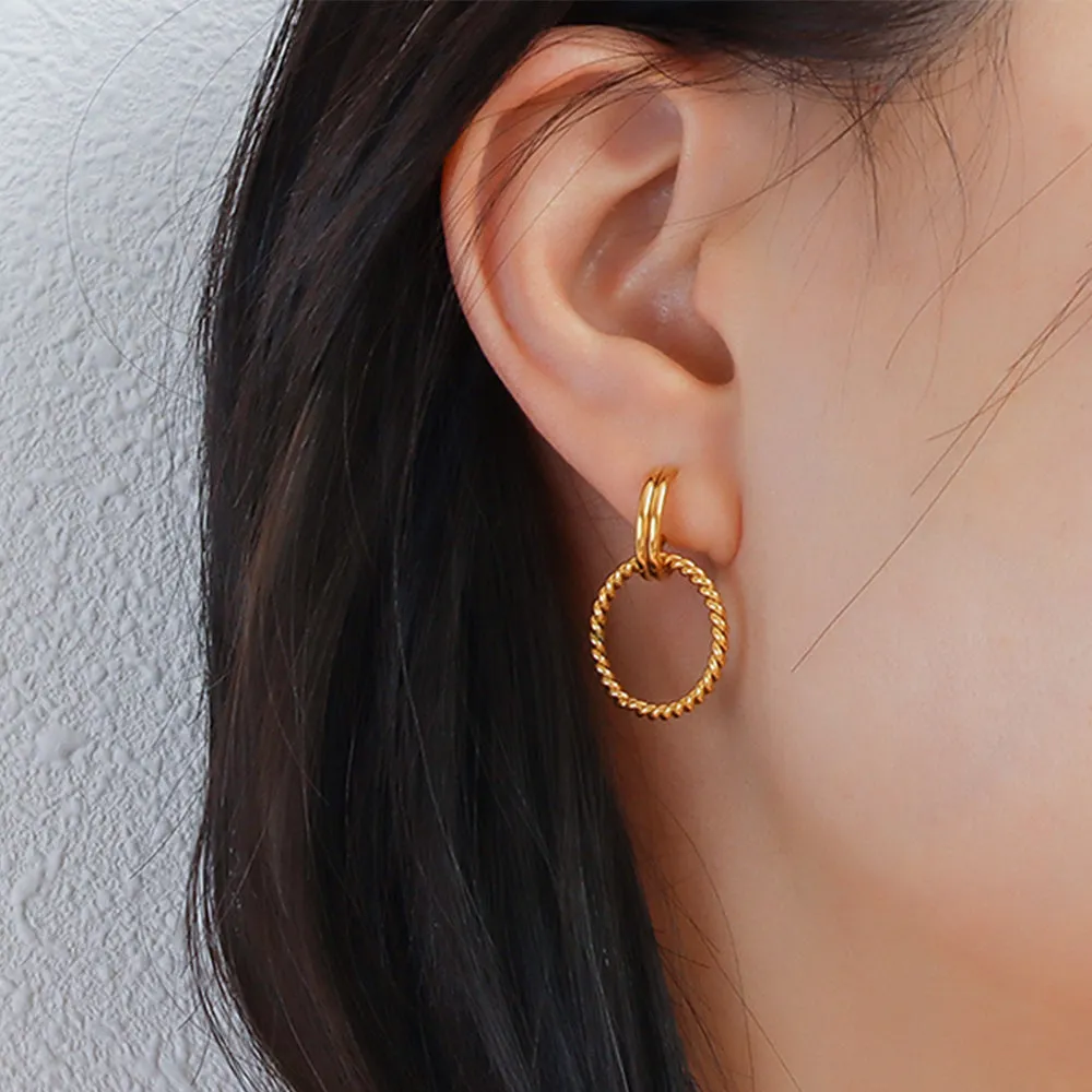 Boxed 2 Pairs of Exquisite Round Shape Earrings Set