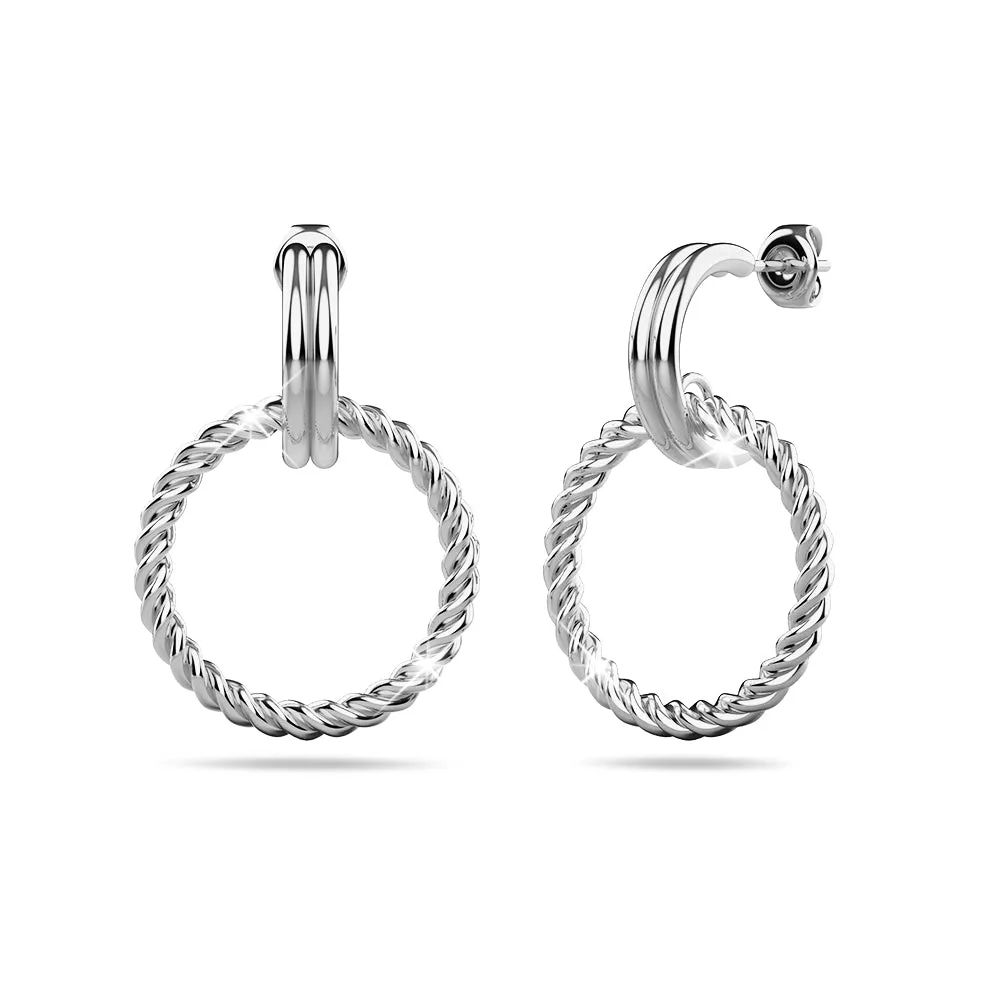 Boxed 2 Pairs of Exquisite Round Shape Earrings Set