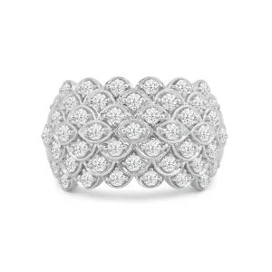 Broad Fish Scale Diamond Cluster Ring
