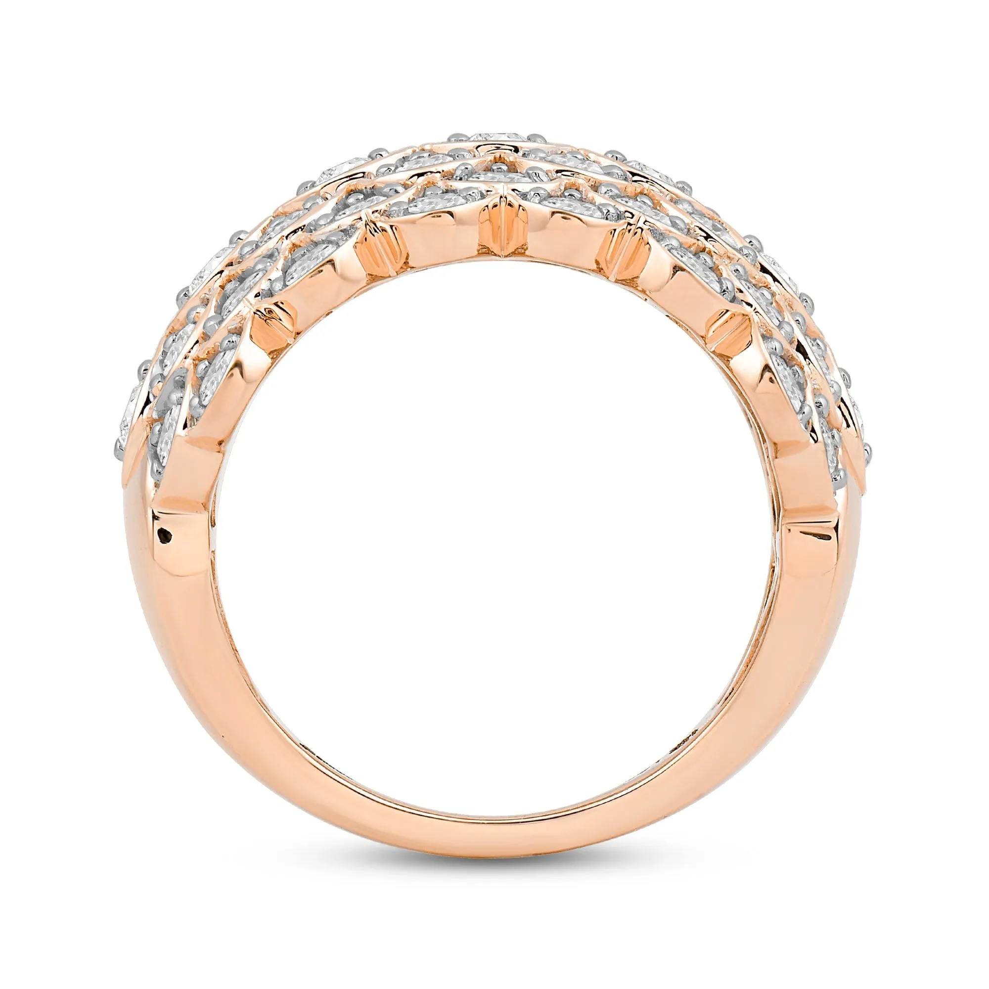 Broad Fish Scale Diamond Cluster Ring