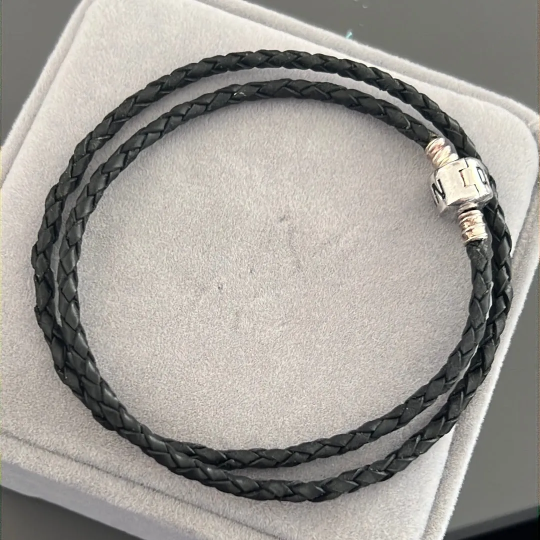 Bundle of 3 Leather Bracelets Tan Brown and Black