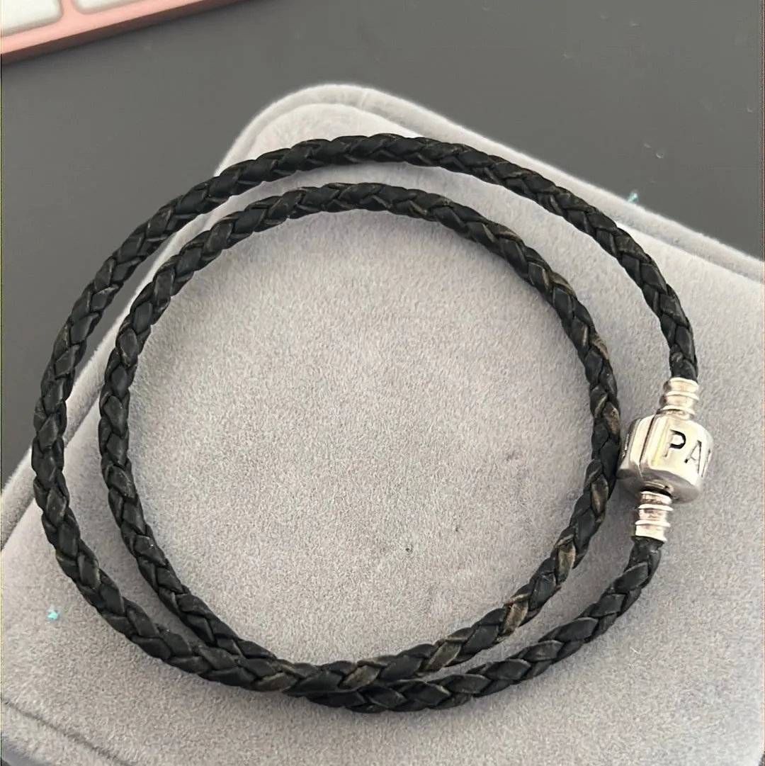 Bundle of 3 Leather Bracelets Tan Brown and Black