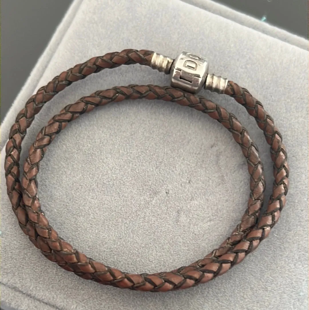 Bundle of 3 Leather Bracelets Tan Brown and Black