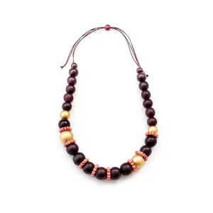 Burgundy Handmade Wooden Necklaces Pompa | LIKHÂ