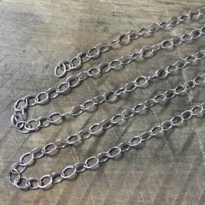 Cable chain, Oxidized silver, stamped chain, 6 x 5 mm, Oval chain, Made in the USA, 1 ft length, southwest jewelry
