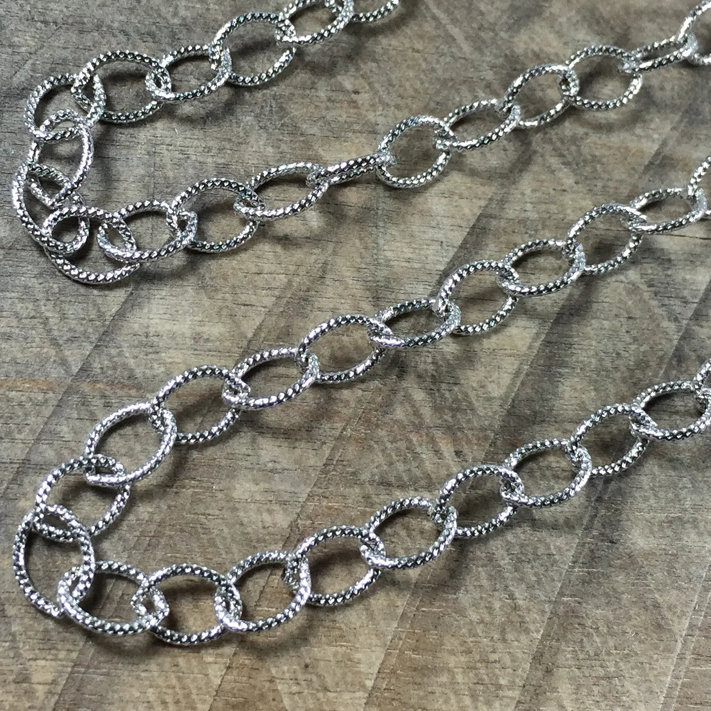 Cable chain, Oxidized silver, stamped chain, 6 x 5 mm, Oval chain, Made in the USA, 1 ft length, southwest jewelry