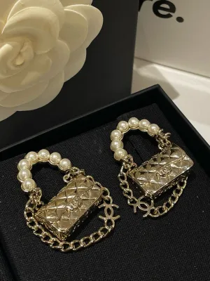 Chanel 21s CF Gold Pearl Earrings