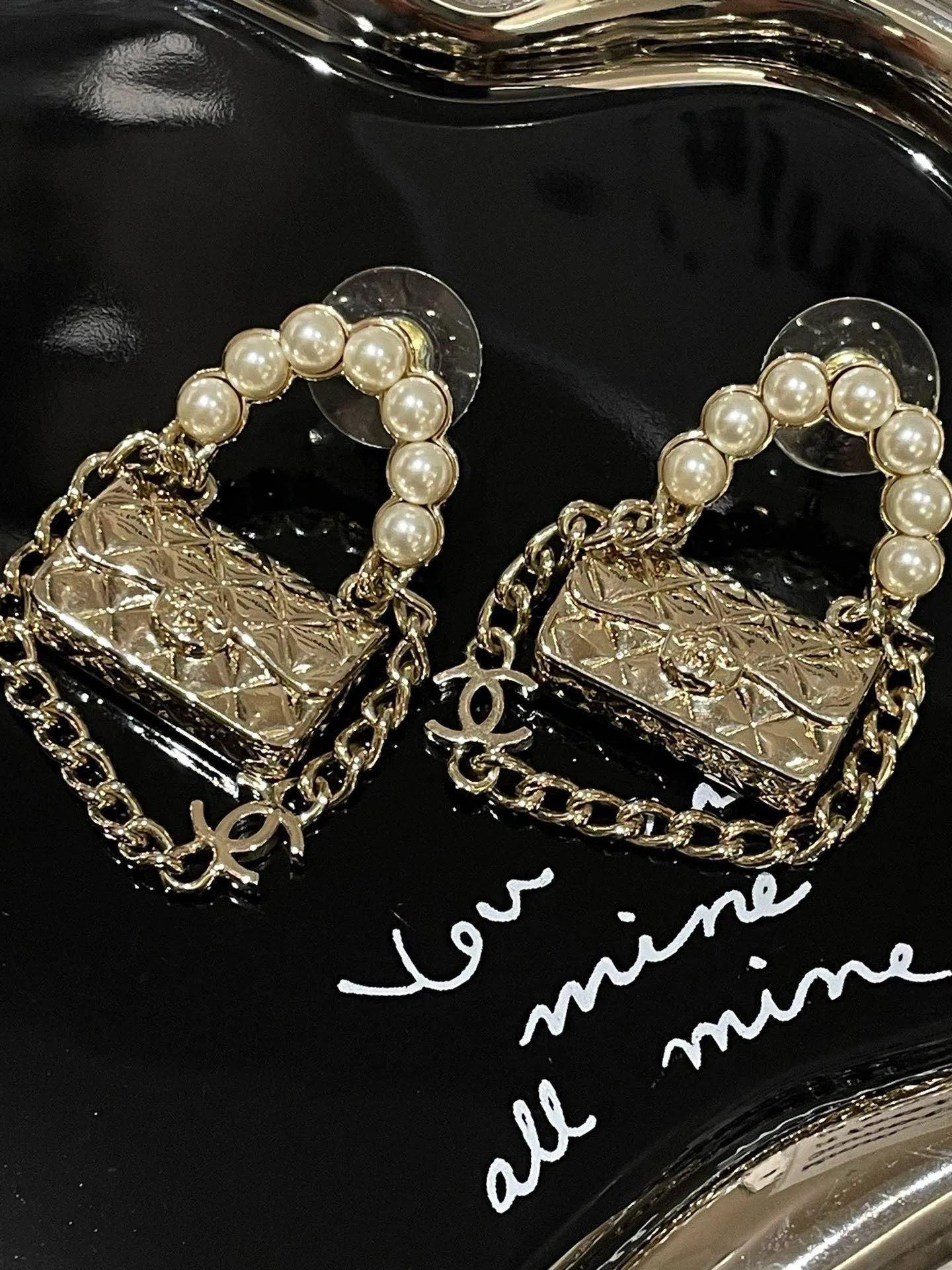Chanel 21s CF Gold Pearl Earrings