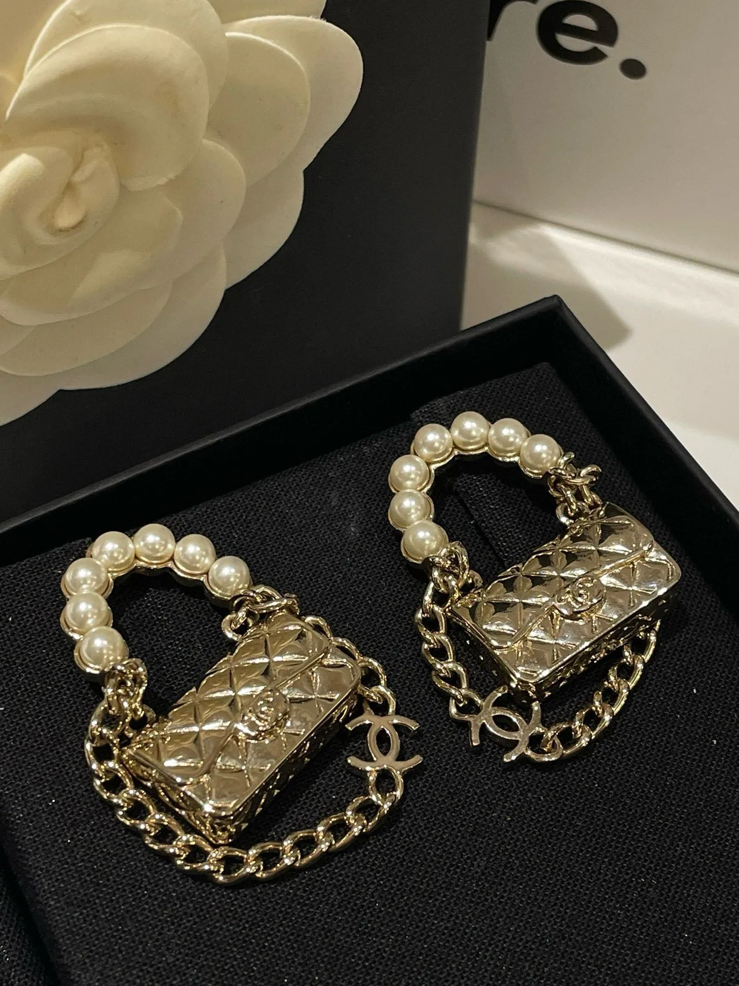 Chanel 21s CF Gold Pearl Earrings