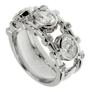 Christian Dior Oval Diamond Cocktail White Gold Ring Sz 5 3/4