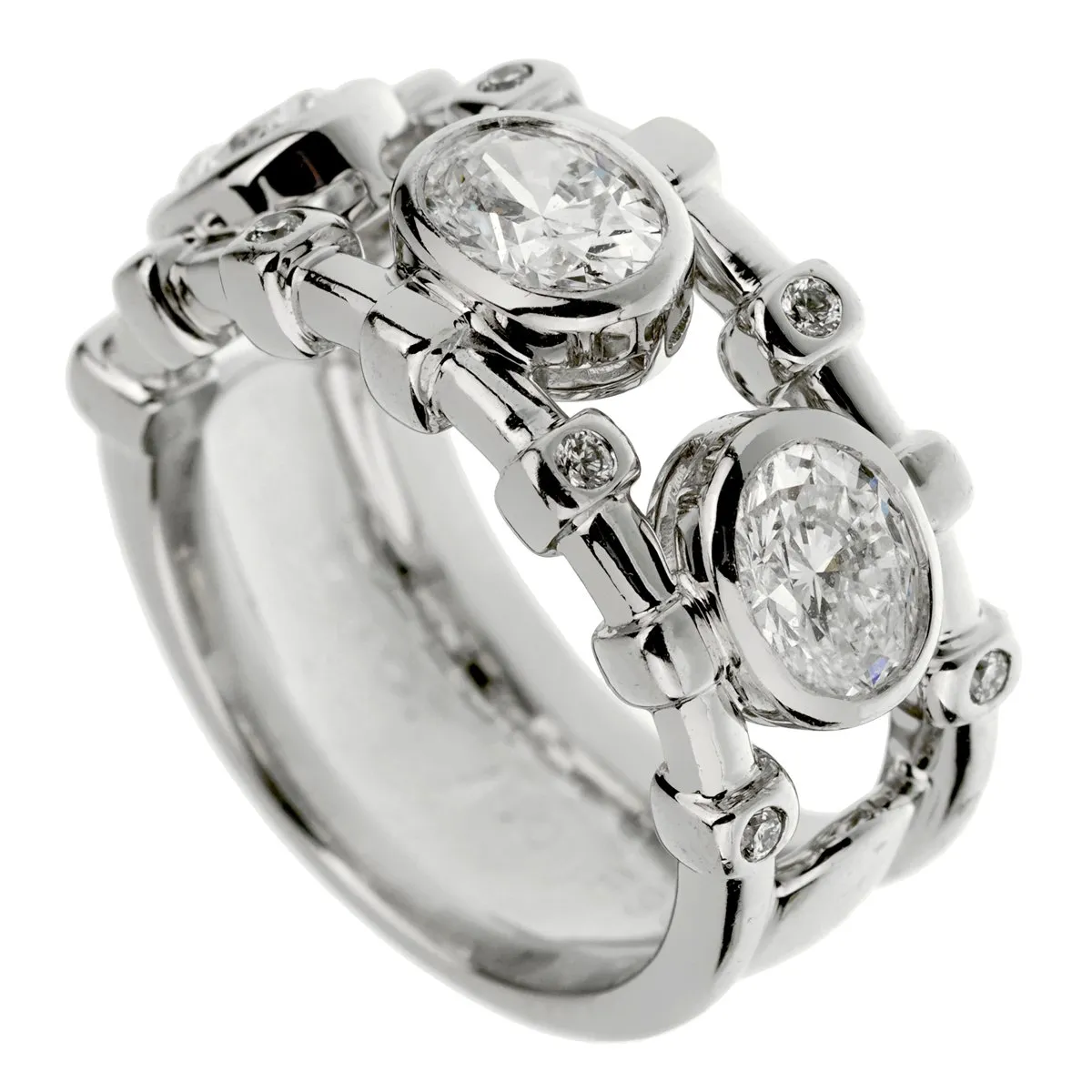 Christian Dior Oval Diamond Cocktail White Gold Ring Sz 5 3/4