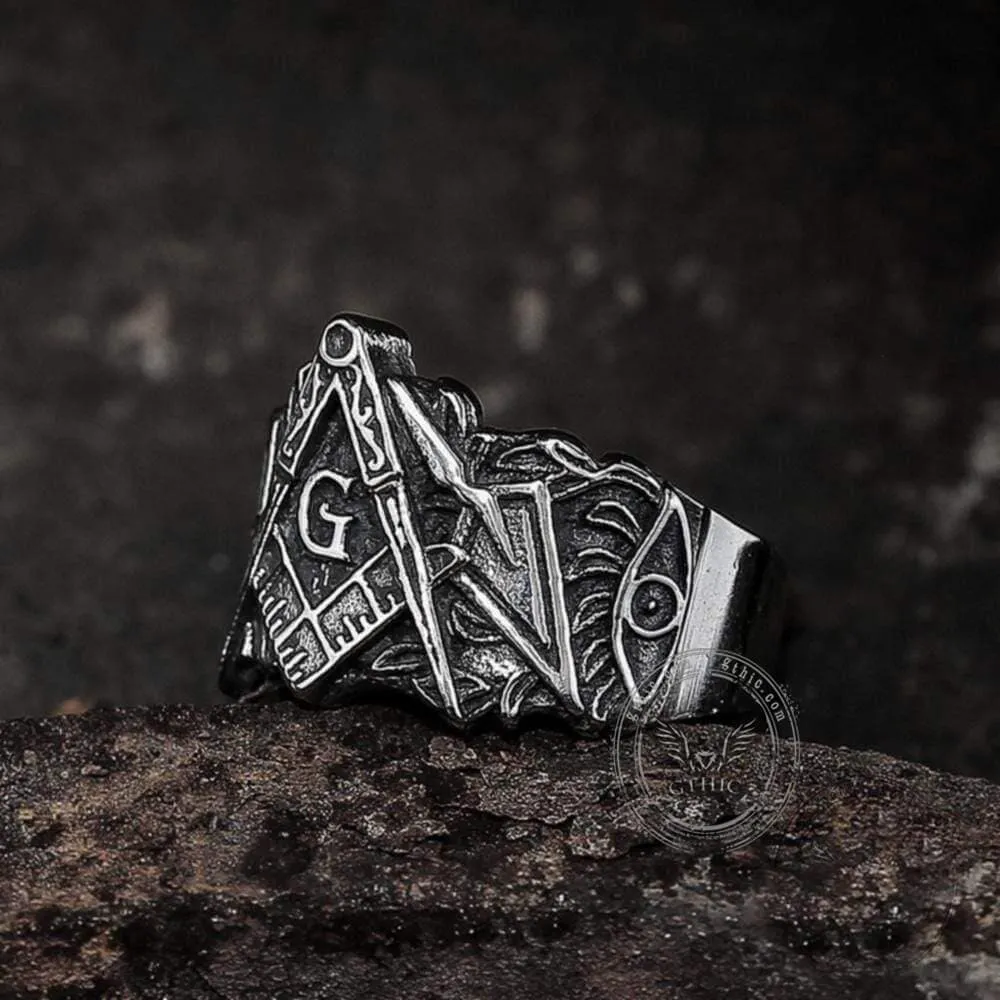 Classic Masonic Symbol Stainless Steel Freemason Ring