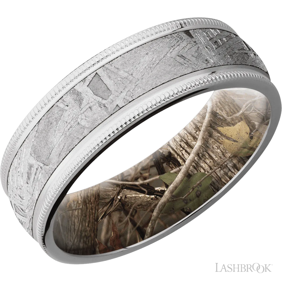 Cobalt Chrome with Satin Finish and Meteorite Inlay and King's Woodland - 7MM