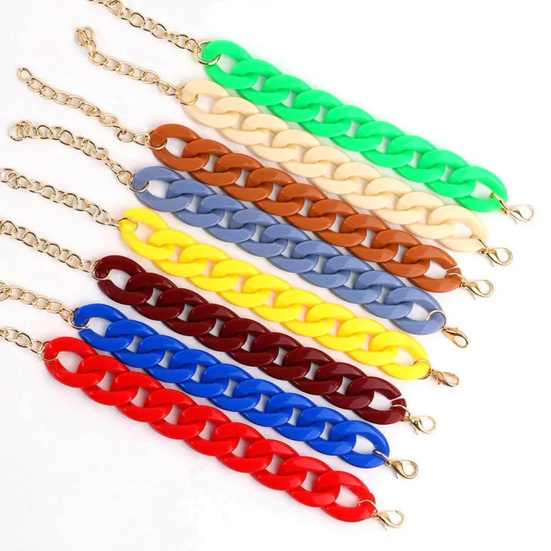 Colorful Acrylic Thick Chain Statement Bracelets