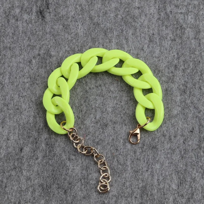 Colorful Acrylic Thick Chain Statement Bracelets