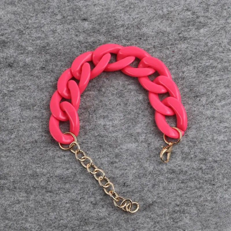 Colorful Acrylic Thick Chain Statement Bracelets