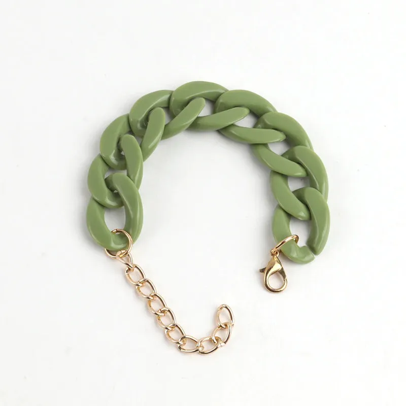 Colorful Acrylic Thick Chain Statement Bracelets
