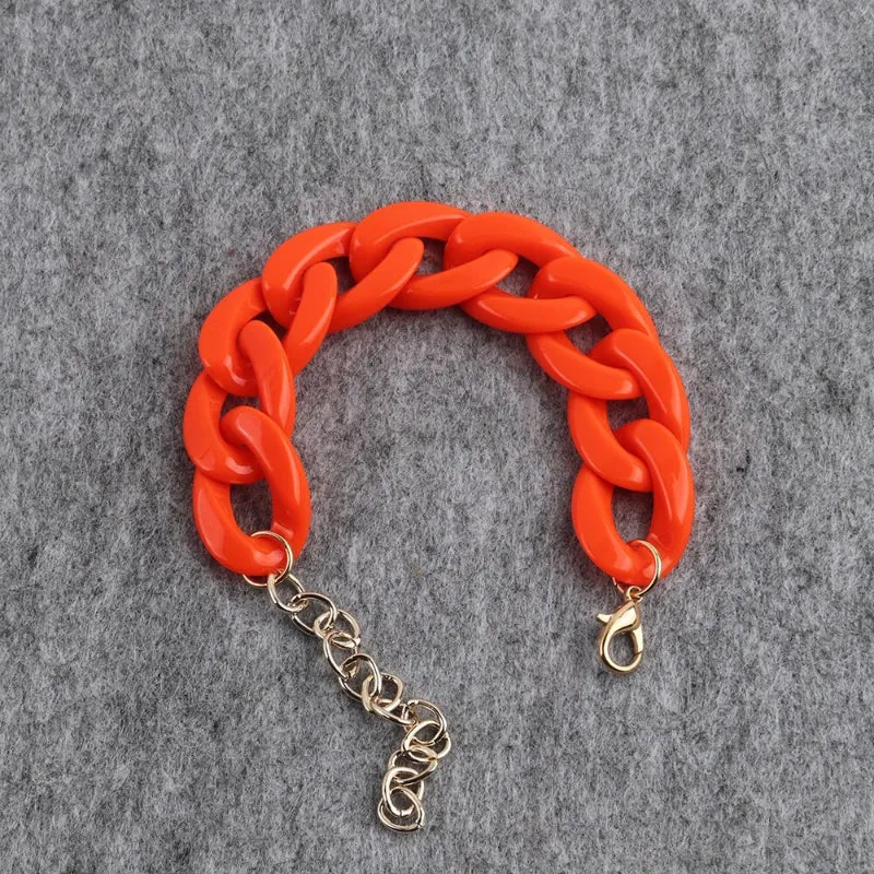 Colorful Acrylic Thick Chain Statement Bracelets