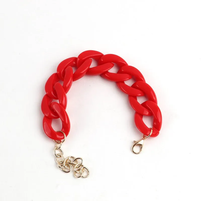 Colorful Acrylic Thick Chain Statement Bracelets