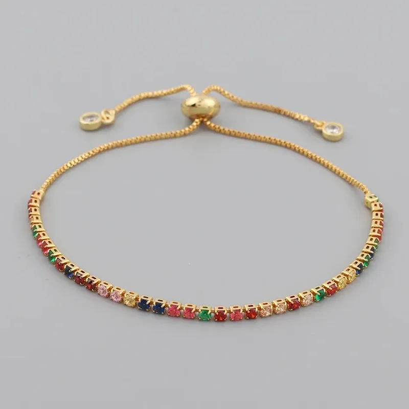 Colorful Rainbow Zircon CZ Tennis Chain Bracelet