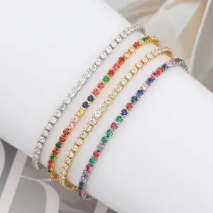Colorful Rainbow Zircon CZ Tennis Chain Bracelet
