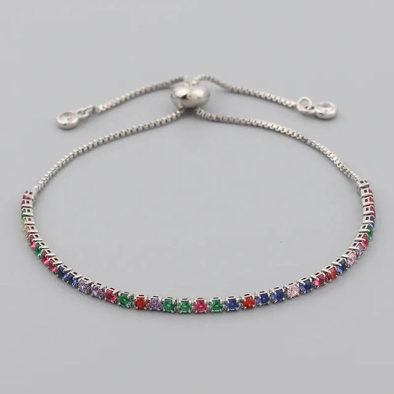 Colorful Rainbow Zircon CZ Tennis Chain Bracelet