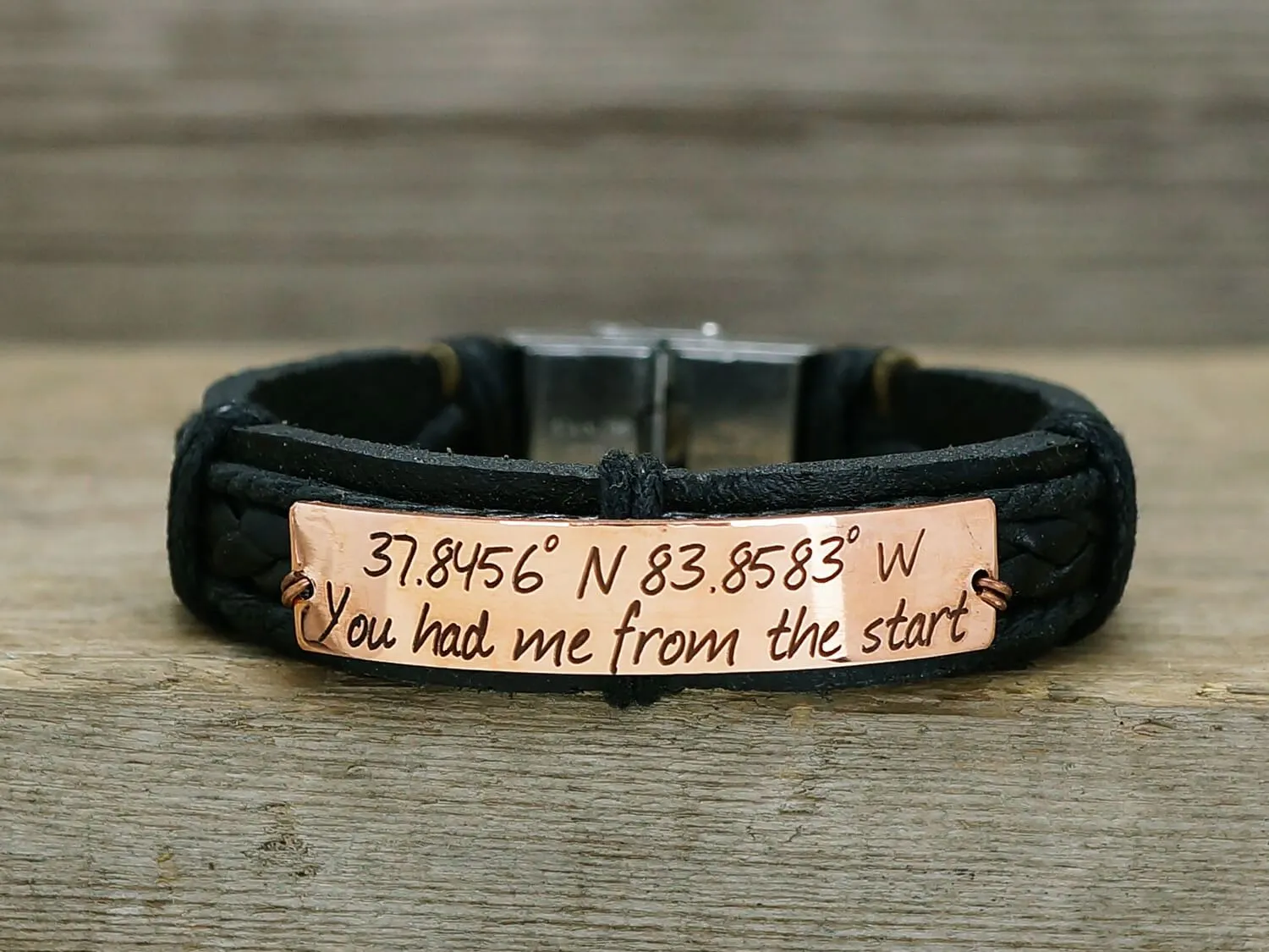 Coordinates Couple Bracelets, Customized Matching Leather Bracelets