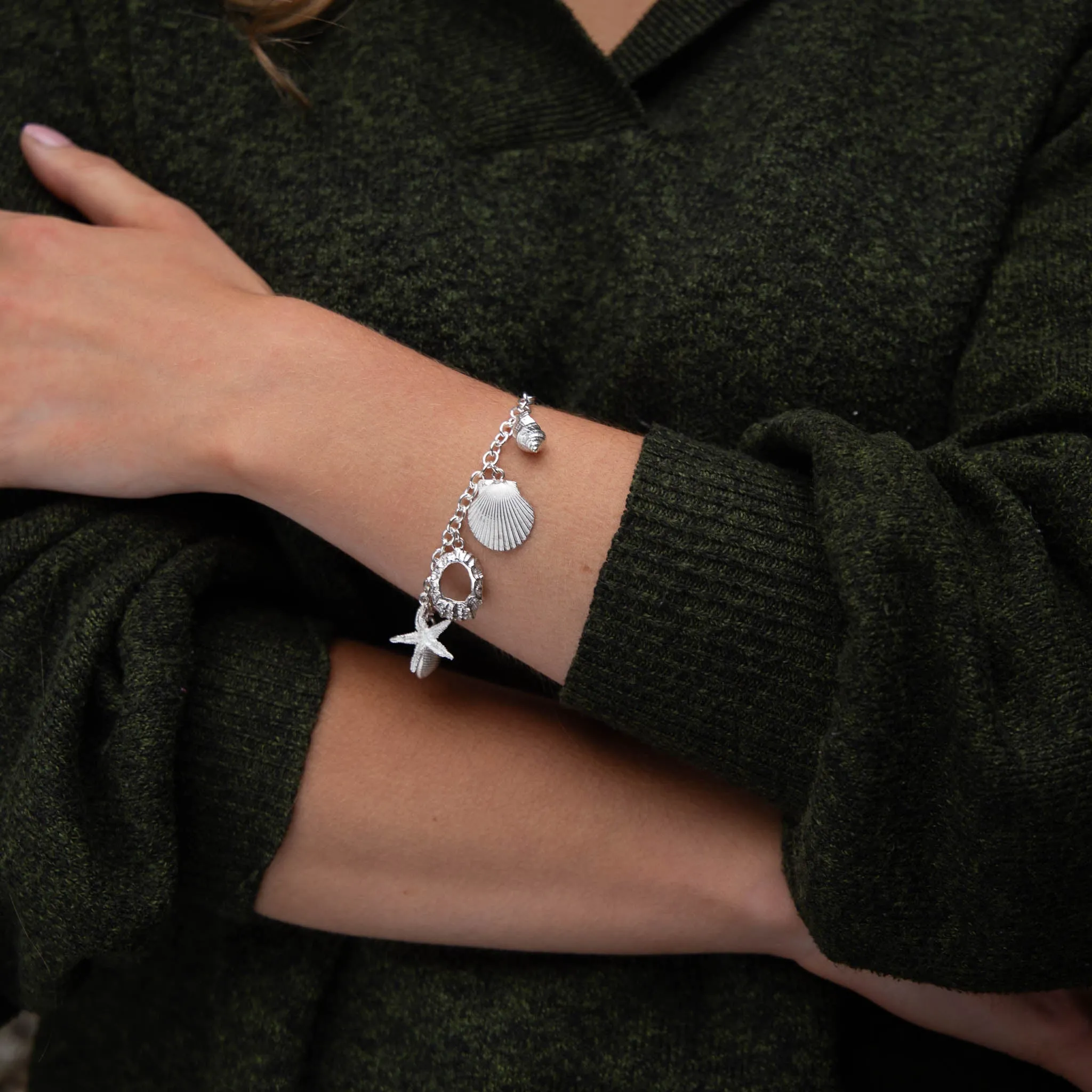Create Your Own - Rockpool Shell Charm Silver Bracelet