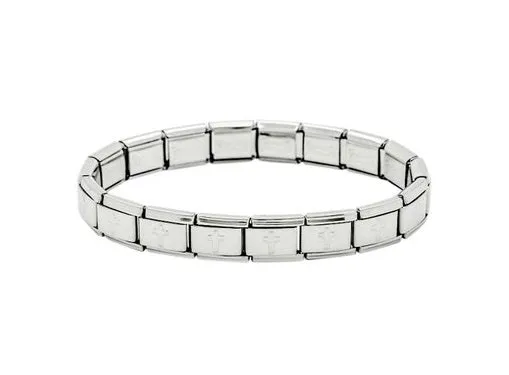 Cross Design Shiny 9mm Italian Charm Starter Bracelet