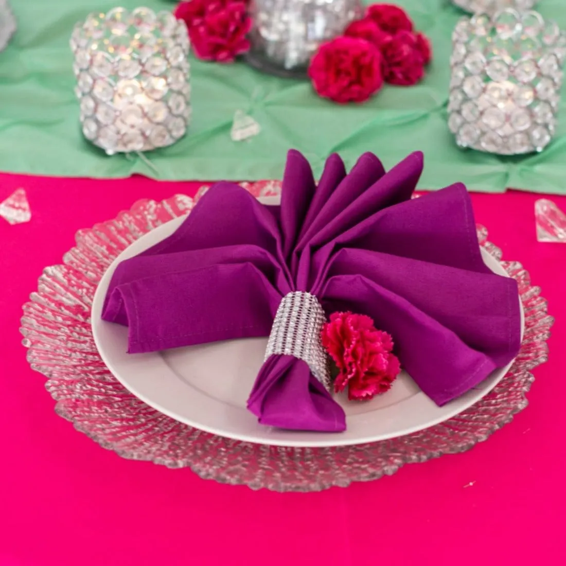 Crystal Diamond Napkin Ring 10/Pack, (8 colors)