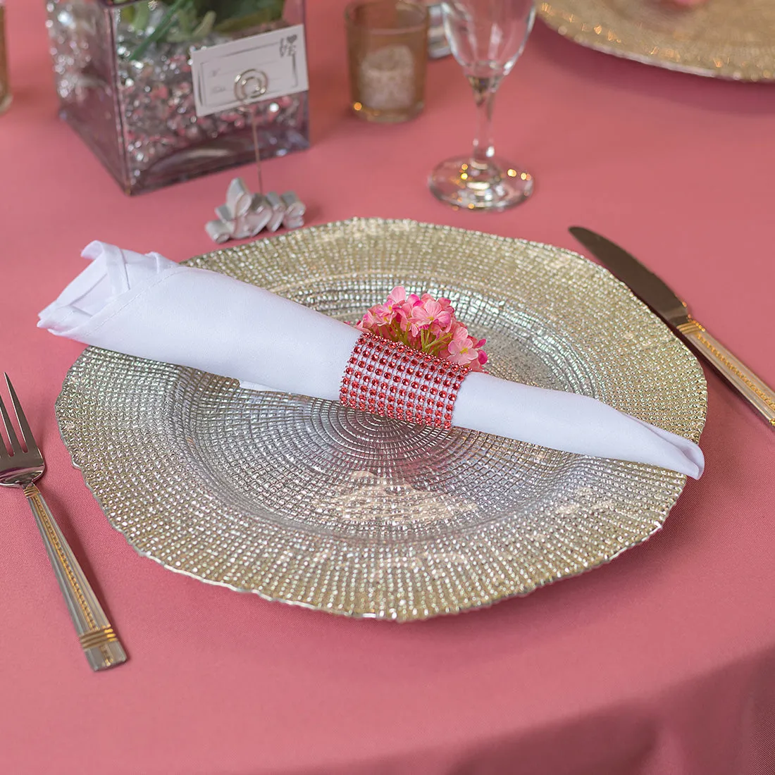 Crystal Diamond Napkin Ring 10/Pack, (8 colors)