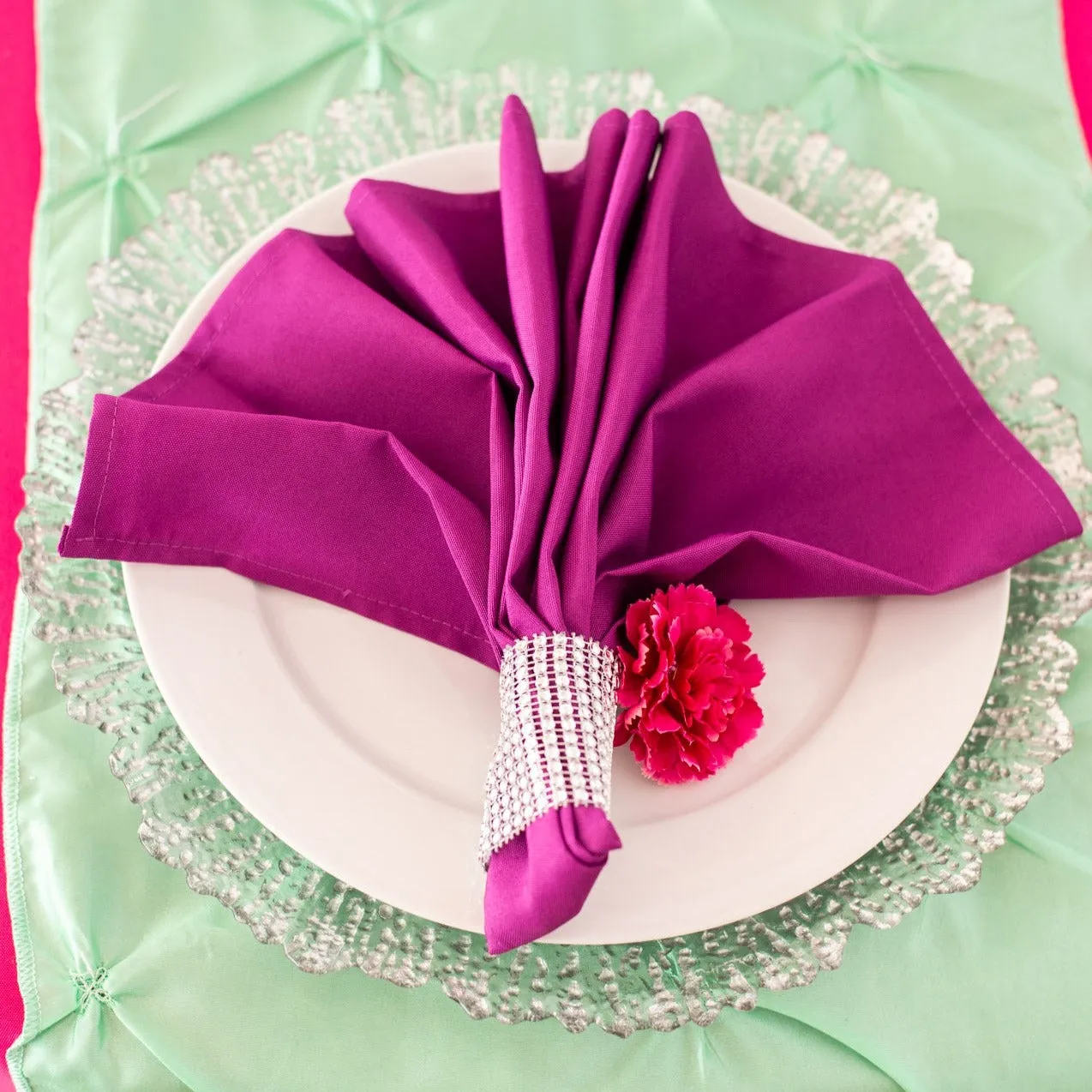 Crystal Diamond Napkin Ring 10/Pack, (8 colors)