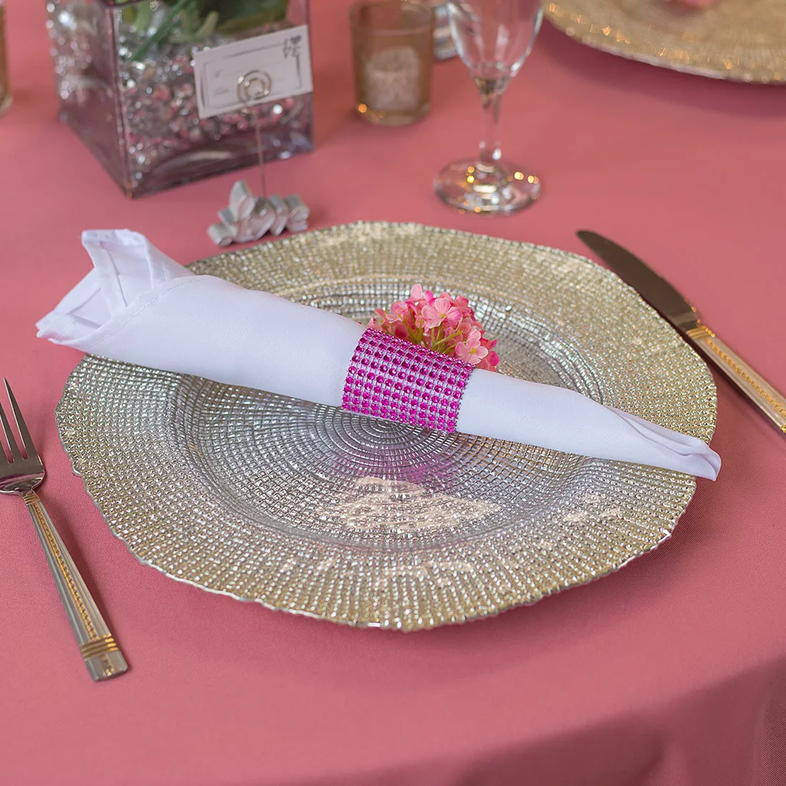 Crystal Diamond Napkin Ring 10/Pack, (8 colors)